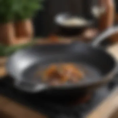 An up-close view of the skillet's premium materials and finish.