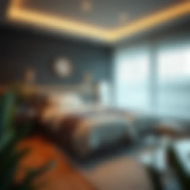 Contemporary twin bed in a modern bedroom setting