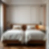 Elegant twin bed design with plush bedding