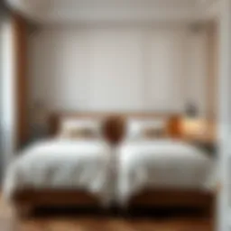 Elegant twin bed design with plush bedding