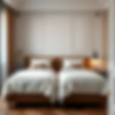 Elegant twin bed design with plush bedding