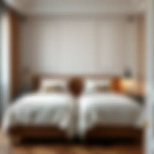 Elegant twin bed design with plush bedding