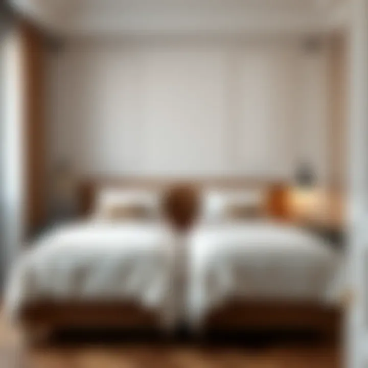 Elegant twin bed design with plush bedding