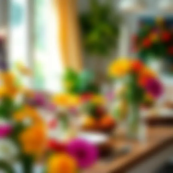 Vibrant summer tablescape adorned with fresh flowers and bright colors