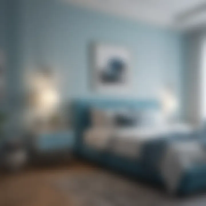 Balanced decor with light blue accents and complementary colors