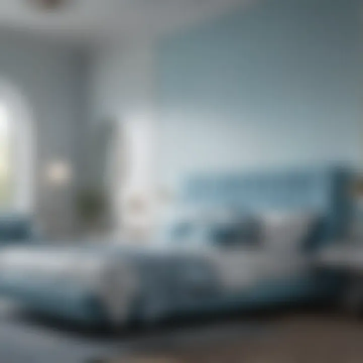 Stylish interior featuring light blue elements and textures