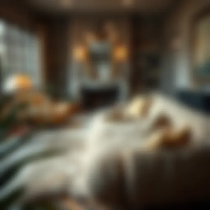 Luxurious thick fur rug enhancing a cozy living room