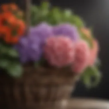 Close-up view of a well-maintained flowering basket showcasing healthy blooms