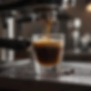 Close-up of an espresso shot being extracted