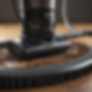 Close-up of the filter and dust container of a cordless vacuum.