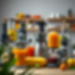 An assortment of juicers showcasing various designs