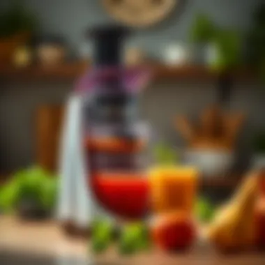 A close-up of a high-performance juicer in action