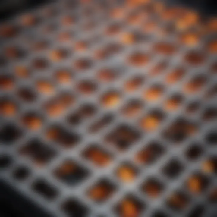 Close-up of grill grates showcasing even heat distribution