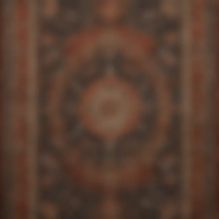 Close-up of intricate rug patterns and textures