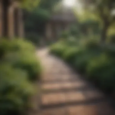 Charming rustic paver walkways surrounded by greenery