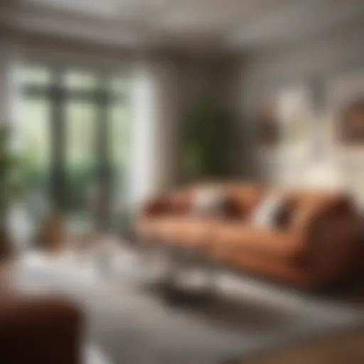 Luxurious small pull-out couch in a stylish living room setting