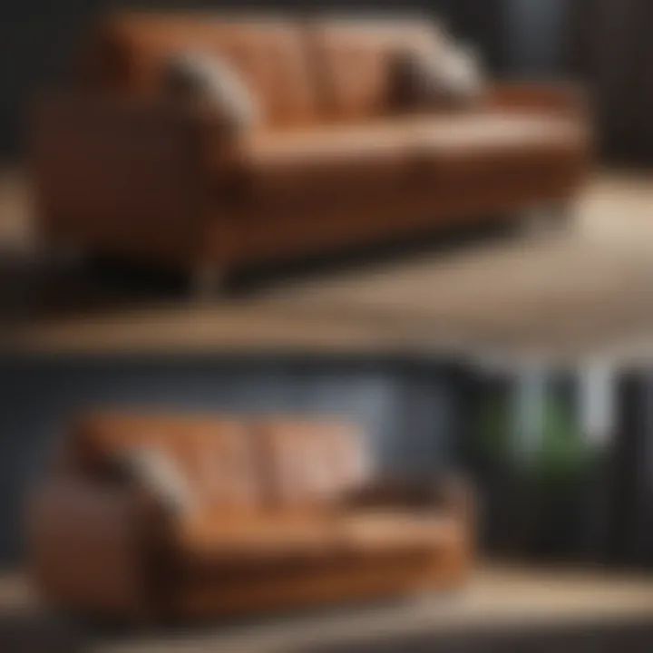 Different materials used in small pull-out couches displayed for comparison