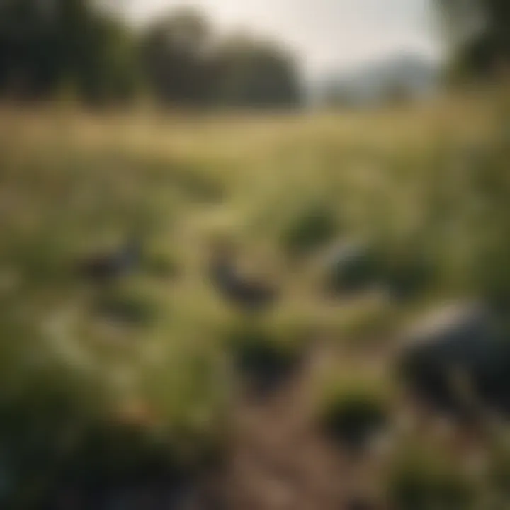 Birds interacting with grassland ecosystems