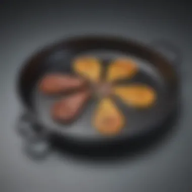Elegant Design of a Divided Frying Pan Elegant design of a divided frying pan showcasing its compartments