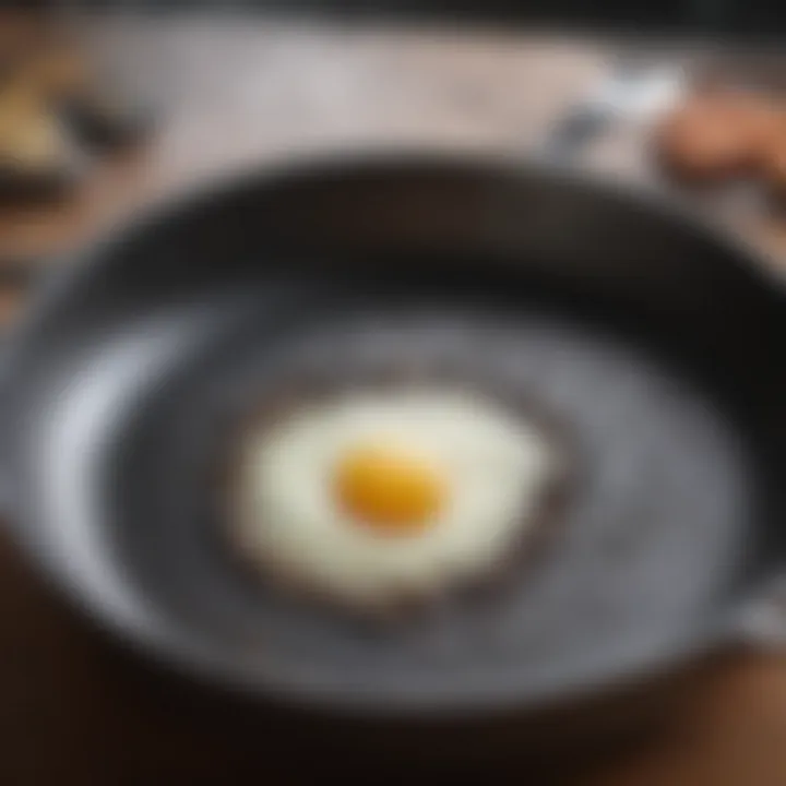 Close-up of materials used in a divided frying pan