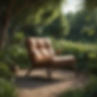 Stylish Lounge Chair Amidst Nature Stylish outdoor lounge chair surrounded by lush greenery