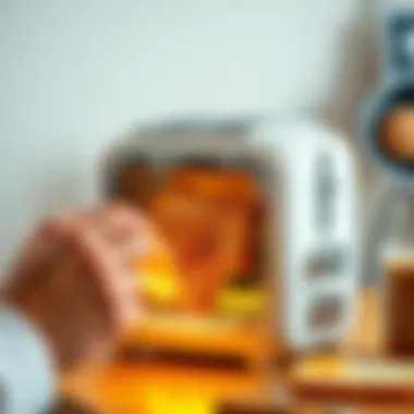 User enjoying perfectly toasted bread from the Instaglo toaster