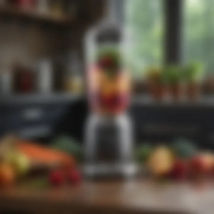 Magic Bullet Blender in action, blending fresh fruits and vegetables