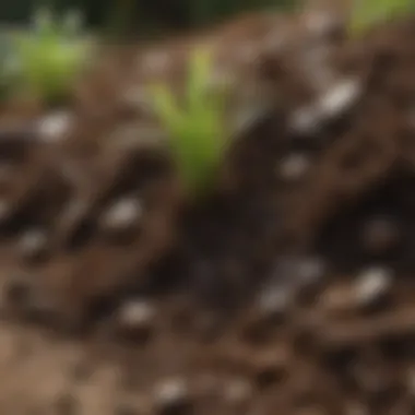 Close-up of healthy soil with organic matter