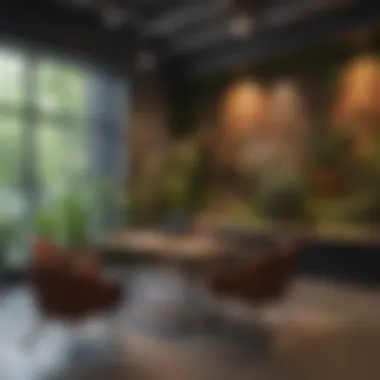 Eco-Friendly Workspace Design Sustainable interior design elements incorporated into a modern workspace