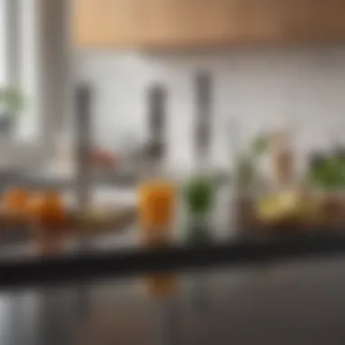 Versatile Attachments of a Handheld Immersion Blender A versatile immersion blender with various attachments displayed on a kitchen counter