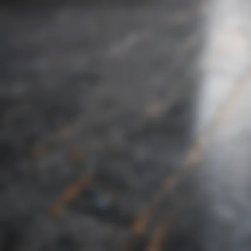 A close-up view of polished granite flooring showcasing its natural patterns and colors.