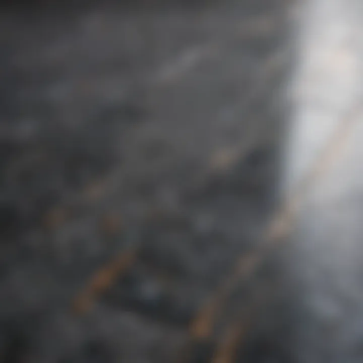 A close-up view of polished granite flooring showcasing its natural patterns and colors.