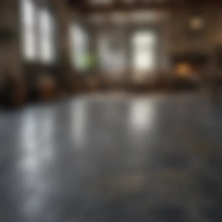 Rustic slate flooring in a cozy living space, highlighting its texture and warmth.