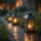 Elegant solar lanterns illuminating a garden pathway