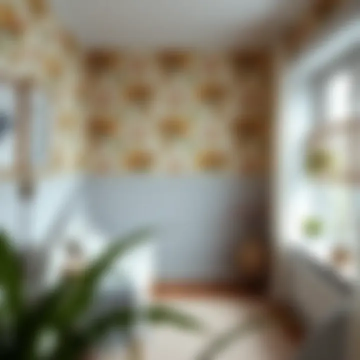 Creative application of wallpaper border in a modern interior