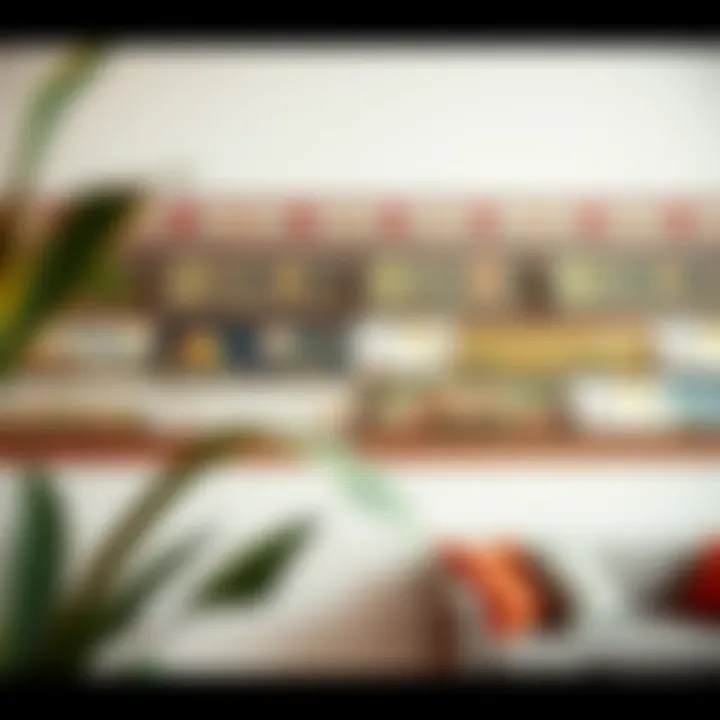 Variety of wallpaper border styles displayed on a wall