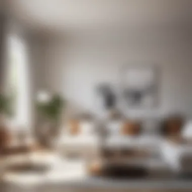Contemporary living room with a cool white shade