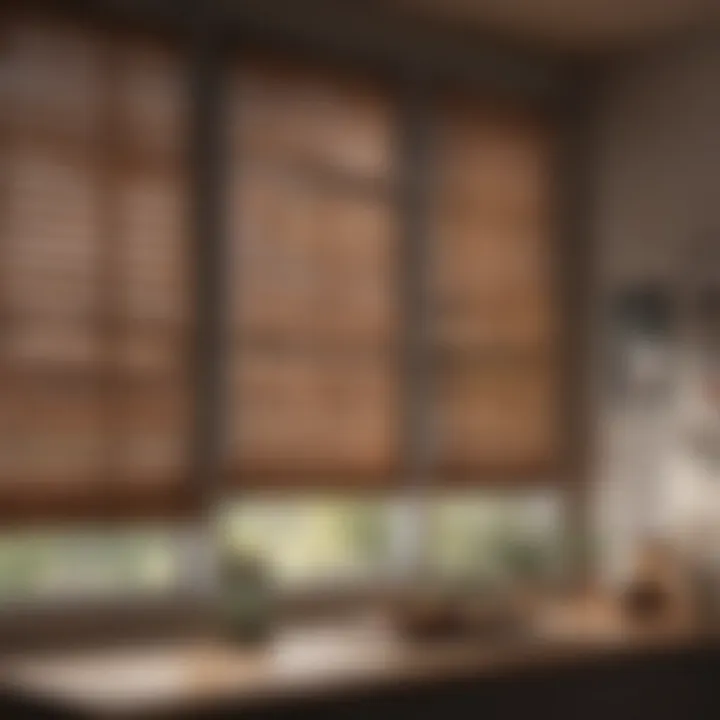 Stylish wooden blinds complementing rustic decor