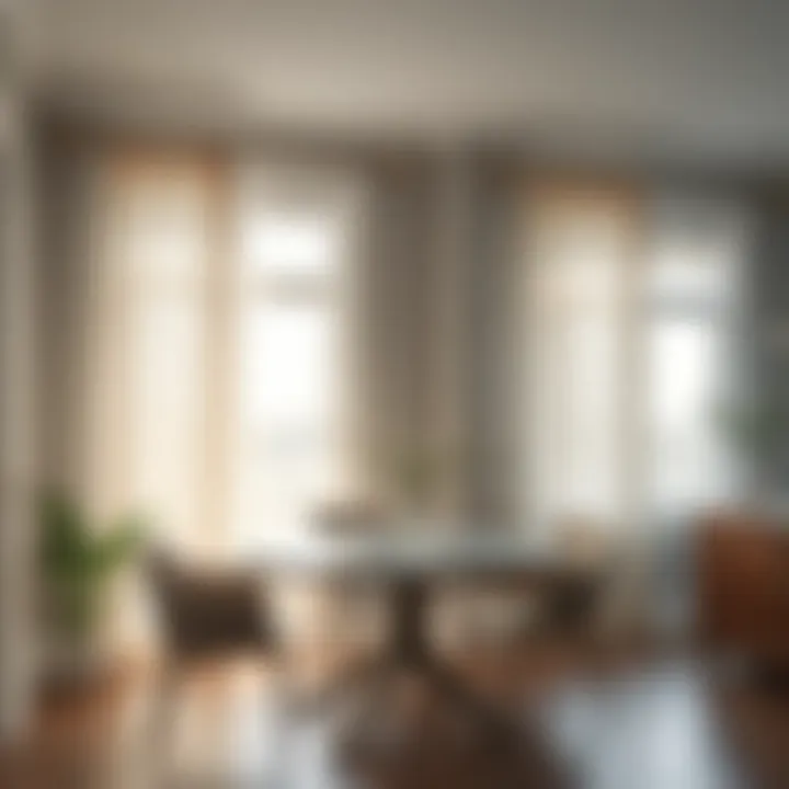 Chic Sheer Curtains in a Bright Dining Area Chic sheer curtains allowing diffused light in a bright dining area