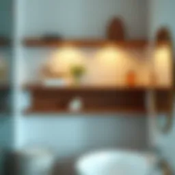 Sleek floating bathroom shelves showcasing elegant decor