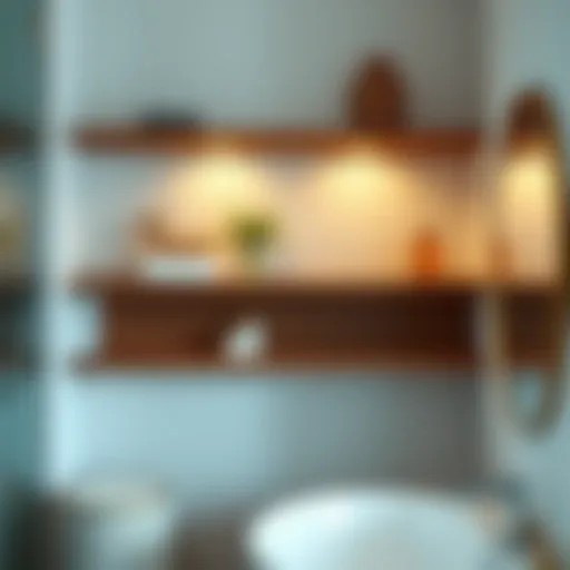 Sleek floating bathroom shelves showcasing elegant decor