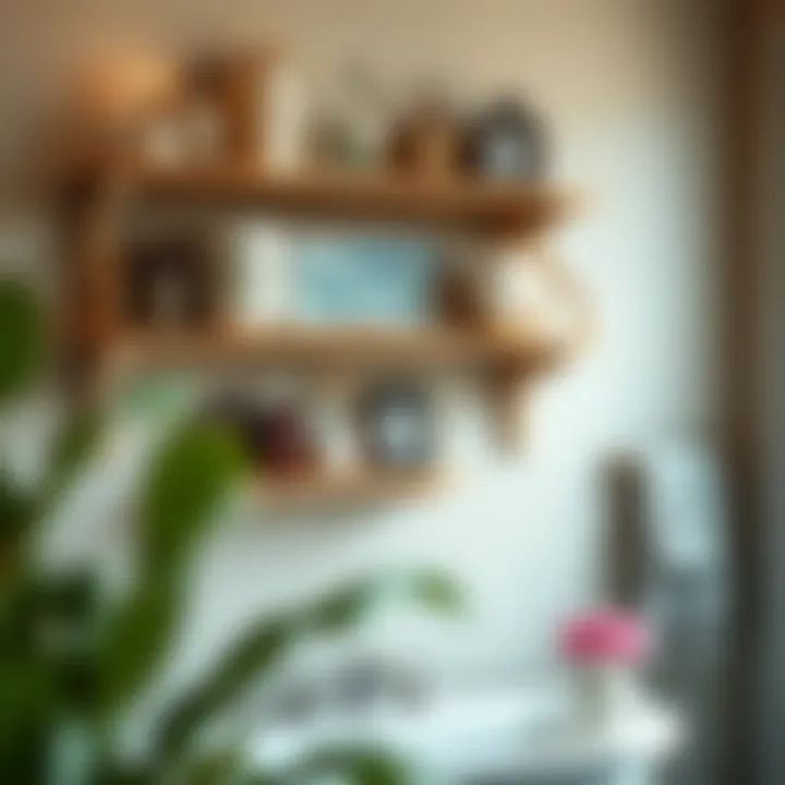 Charming Vintage Shelves Charming vintage bathroom shelves displaying elegant toiletries