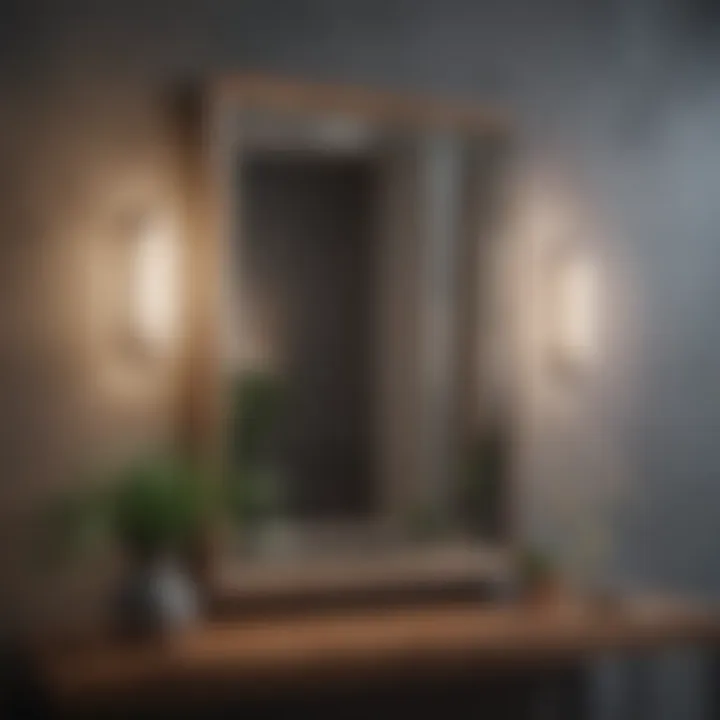 Stylish modern wall mirror in contemporary interior