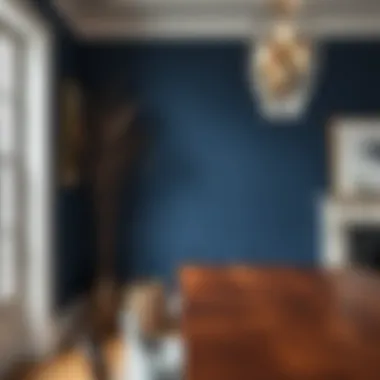 Bold Choices with Deep Blue A striking accent wall showcasing a deep blue hue from Farrow and Ball