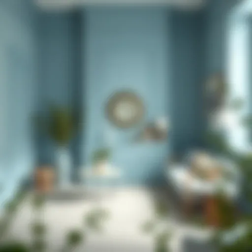 A serene room painted in Farrow and Ball's light blue shade