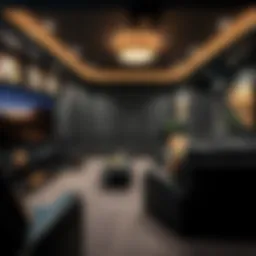 Stylish home theater setup in a finished basement