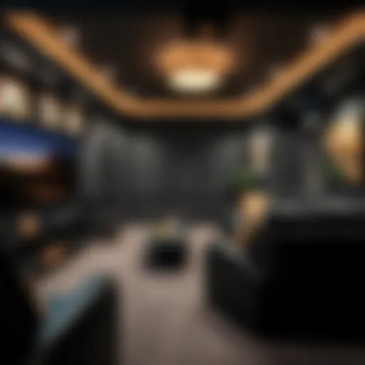 Stylish home theater setup in a finished basement