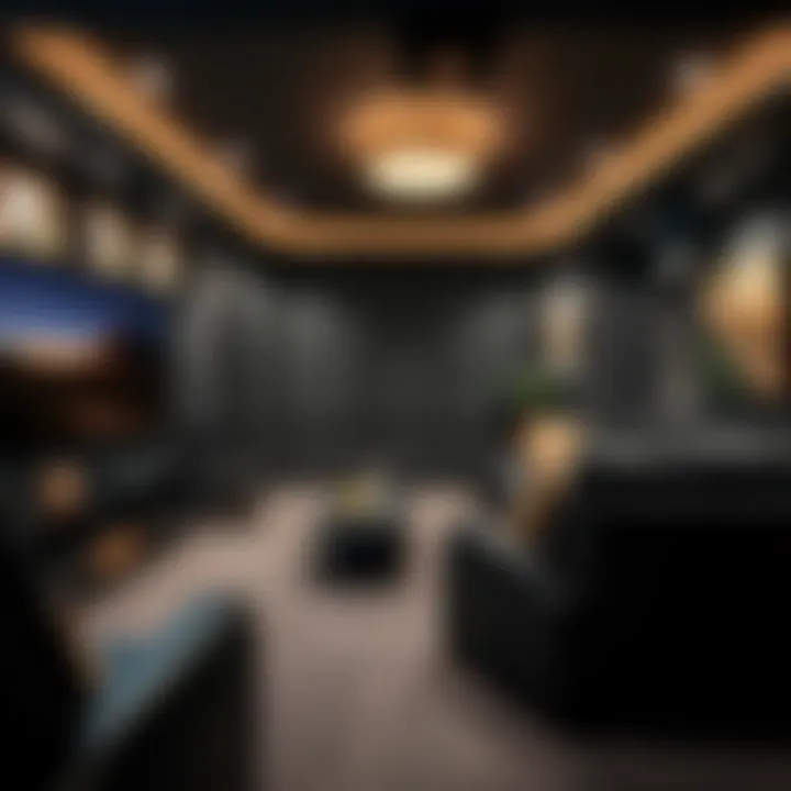 Stylish home theater setup in a finished basement