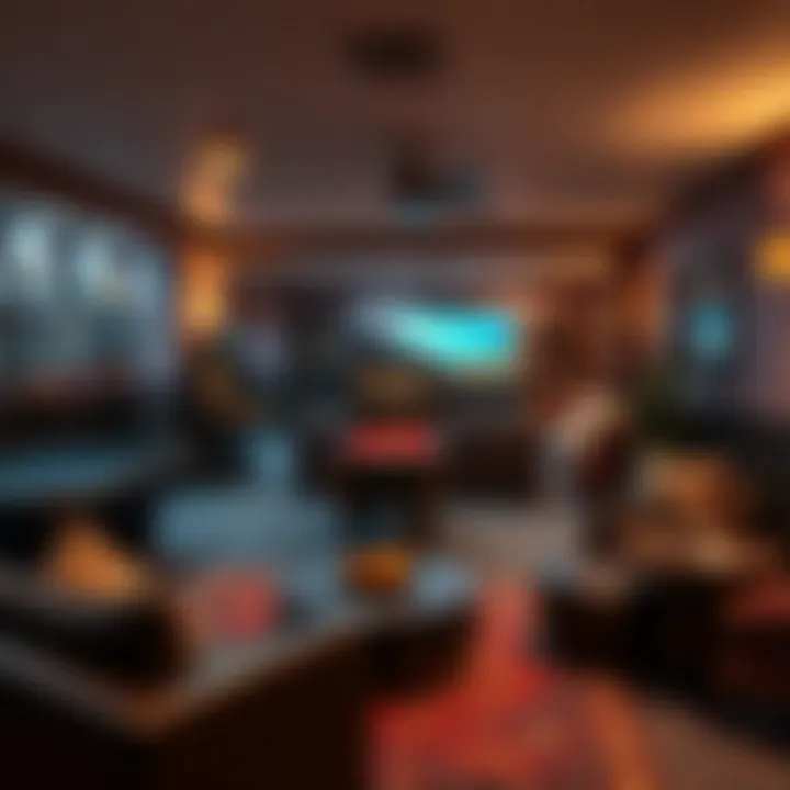 Cozy recreational room with games and seating