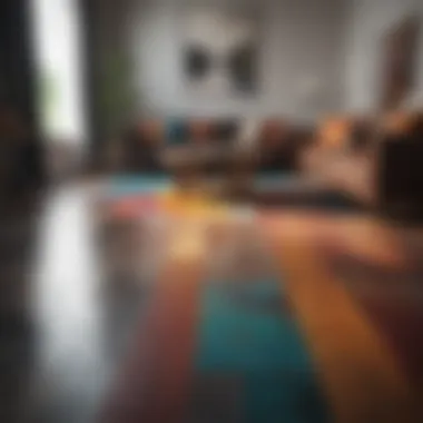 Contemporary Living Room with Vibrant Flooring Contemporary living room showcasing vibrant color flooring